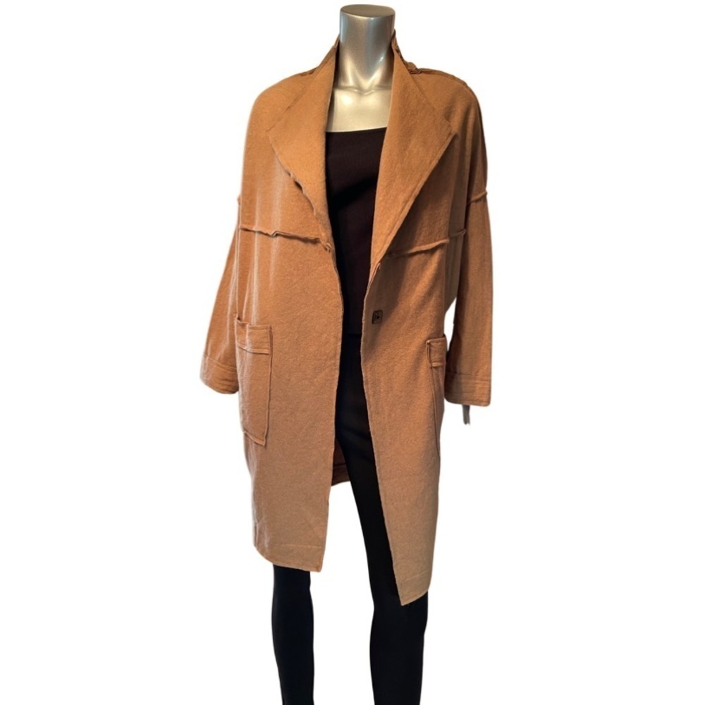Coin 1804 wool blend women one size duster/ 1 button cardigan and large pockets